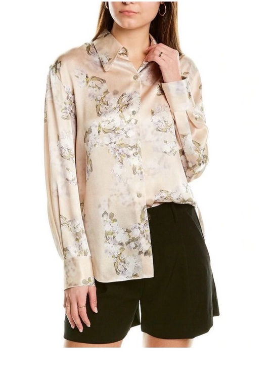 Tops - VINCE Hazy Blossom Long Sleeve Button-up Silk Blouse. Size Large